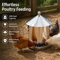Hanging Chicken Feeder for Chickens, Anti Spill Galvanised Steel Poultry Feeder, Outdoor Weather Resistant for Dry Feed