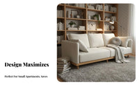 Narrow contour 3-Seater Wooden Frame Settee Space-Saving Design Sofa Nordic aesthetic Couch Removable and cleanable Cover for Small Apartment Dwellers, Homeowners, Families, Living Room, Lounge Area, removedice