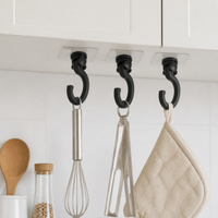 3M Hooks, Modern Individual Wall Hooks, Rotating Synthetic Material, for Kitchen Bathroom Hallway, 1-3kg Load
