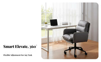 Armless Upholstered Rolling Chair Height Adjustable Desk Seat Ergonomic rear Support 360-Degree rotate for Teens, Women, Bedroom