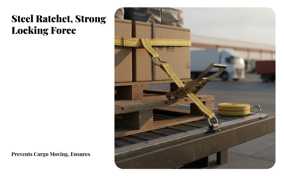 High Tensile Strength Ratchet Tie-down Strap Wear Resistant Heavy Duty Cargo Lashing Long-Lasting Stitching for Movers, Trailers