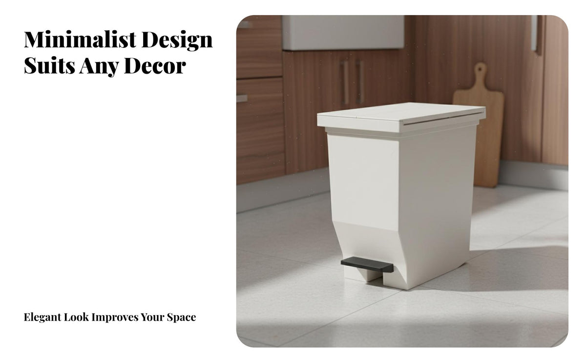 Foot Pedal Trash Can Hands Lidded Foot Pedal Trash Can Space-Saving Rectangular Waste Bin for Washroom, Bedroom, Office