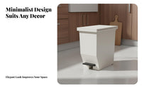 Foot Pedal Trash Can Hands Lidded Foot Pedal Trash Can Space-Saving Rectangular Waste Bin for Washroom, Bedroom, Office