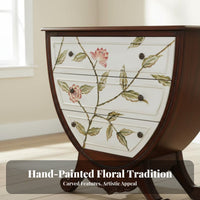 Carved 3-Drawer Nightstand Traditional Country Aesthetic 3-Drawer Carved Cabinet Multi-Functional Freestanding for Homeowners