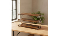 3-Tier Desktop Rack Tabletop Foldable Shelf with Metal Frame Space-Saving