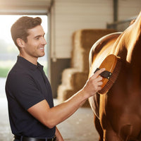 Horse Grooming Brush Woven Handle Strap Wooden Horse Brush Dense Bristles Pet Supply
