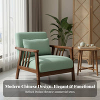 Versatile Combination New Chinese Design Reception Seating High-Density Foam Cushions Solid Wood Waiting Room Furniture Comfortable Cushioning Wooden Frame Sofa Set Easy Assembly for Cafe Owners, Restaurant Managers, Couples, Hotel Lobby, Lounge, Home