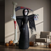 Freestanding Grim Reaper with Reaping Blade Oversized Inflatable Grim Reaper Outdoor Seasonal for Yard, Halloween Parties, Storefront