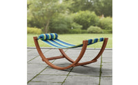 Hammock Chair with Stand Wooden Rocking Hammock Chair Striped Furniture for Garden, Balcony, Reading Corner