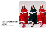 Floor-Length Maxi Dress with Hood Flowy Long Dress with Hood Elegant Apparel Flowing for Women, Performers, Christmas Parties, Holiday Events