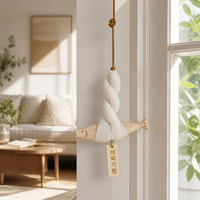 Handmade Wood Animal Hanging Ornament, 13.5/20cm Nautical Decoration, Coastal Home Decor for Beach Living Room, Ocean Indoors Decor