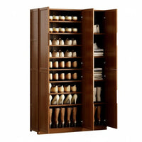 Multi-layer Shoe Rack Large Capacity Shoe Storage Cabinet Dust-resistant Organizer with Enclosed Doors and Sturdy Bamboo Construction Suitable for Homeowners Adults Hallway Bedroom