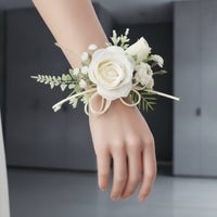 Artificial Rose Corsage Cream Boutonniere Compact for Bridesmaids, Proms Goers