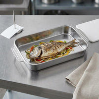 Stainless Steel Roasting Pan Easy to Clean Shallow Roasting Pan Kitchen Bakeware Food Safe Cooking Vessel Non