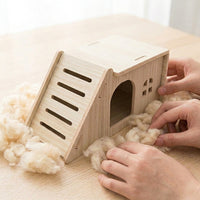 Wooden Hamster House and Villa Multi-Piece Set, Solid Wood Habitat with Hamster Swing, Climbing Ladder and Hideouts for Dwarf Hamsters Gerbils