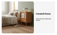 Rattan Door Accent Cabinet Japandi Design Rattan Door End Table Minimalist