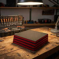 Foam Insert Black-and-Red Layered Foam Insert Textured Storage Padding