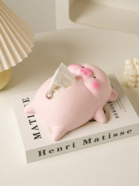 Lying Piggy Ceramic Tissue Box Cover for Living Room