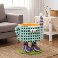 Cat Activity Center and Enclosed Cat House, Scratch-Resistant Kitten Tree, Single Level Cat Playground for Indoor Cats and Small Kitten Activity