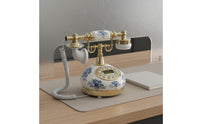 Plug and Play Antique Design Telephone No Battery Needed Vintage Ceramic Telephone Adjustable Ringer Retro Corded Phone Redial