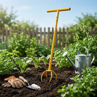 Lawn Aerator Yellow Coated Soil Aerator Crossbar Foot Pedal Care