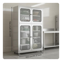 Stainless Steel Storage Cabinet Rust-Resistant Freestanding Pantry with Doors Large Capacity Freestanding Pantry Cabinet for Cooking Enthusiasts