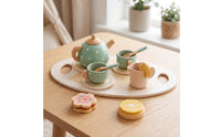 Wooden Tea Set Wood Pretend Tea Set Pastel for Kids