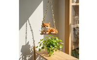 Whimsical Hanging Cat Ornament Cute Cat on Swing Adorable Decor Sculpted for Gardeners, Garden, Potted Plants, Patio, Balcony