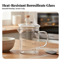 Heat Resistant Glass Measuring Cup Clear Scale Markings Borosilicate Glass Measuring Jug Large Capacity for Bakers, Cooking, Laboratory, Bar