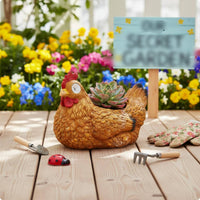 Solar Chicken Planter Outdoor Garden Decor Weather Resistant for Patio