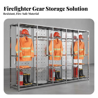 Double-Sided Fire Suit Stand Electric Firefighter Gear Rack Heavy Duty Rotating Turnout Gear Locker for Firefighters, Emergency Responders