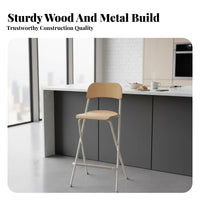 Collapsible High-Back Stool Space-Saving Folding Chair Comfortable Backrest