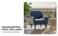 Nordic Aesthetic Upholstered Armchair High Backrest Upholstered Armchair with Wood Legs Mid-Century-Century Modern Design Single Sofa Thickly Cushisingled for Homeowners, Interior Designers, Study Room, Bedroom, Hotel Lobby, Reception Area