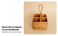 Rustic Design Rattan Tissue Box Organizer Long-Lasting Handwoven Storage Box Multi-Compartment Rattan Basket for Hotel Owners, Office Workers, Living Room, Bedroom, Guesthouse, Coffee Table