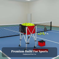 Foldable Tennis Ball Cart Lightweight Tennis Ball Container with Wheels Multipurpose Use Foldable Pickleball Cart for Coaches, Parents
