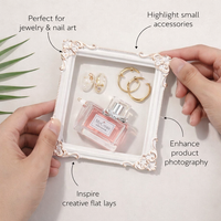 Vintage Photo Frame with Embossed Ornate Design for Display, Small Resin Picture Holder for Product Photography and Earring Jewelry