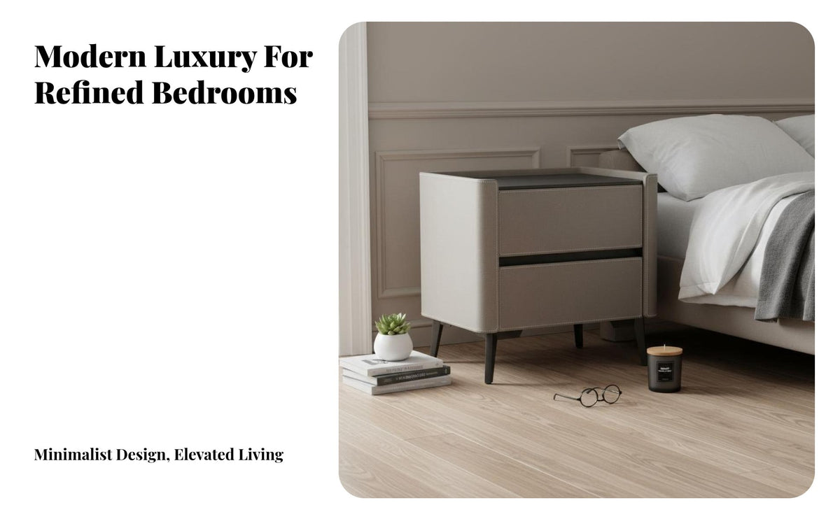2-Drawer End Table Luxury and aesthetic Nightstand Fully Assembled for Guest Room, Hotel