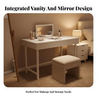 Vanity Set with Lighted Mirror space-saving Design Dressing Table Rounded borders
