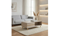 Coffee Table with Storage Tapered Legs Coffee Table with Drawer Rounded Corners Furniture for Living Room, Small Apartment