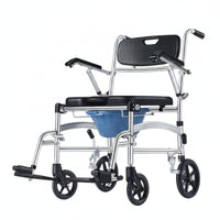 Padded Wheeled Commode Chair Aluminum Commode Chair with Wheels Sturdy Portable Toilet with Container Comfortable for Disabled, Elderly, Bedside