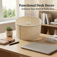 Lampshade with Detachable Design for Easy Installation, Linen Textile Table Lamp Shade for Bedroom Lighting, Round Drum for Living Room