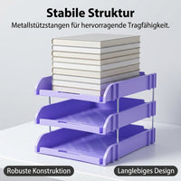 Stackable Document Tray Office, 3-Tier Desk Organizer, 33 x 26 cm Stackable Compartments, for Home Office & Students