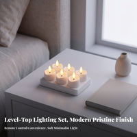 6 Pieces Rechargeable LED Candle Set | Flameless Ambient Glow, Glossy White Finish, LED Candle with Charging Base, for Dinner Settings