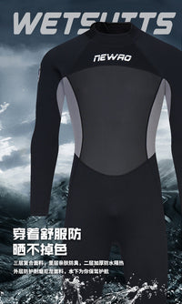 versusme3mm专业潜水服男连体长袖浮潜加厚保暖1大码防晒防寒防晒