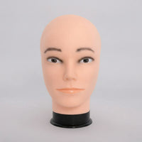 Male Mannequin Head Bald Hairpiece Display Head Skin-Toned-Toned for Stylists, Students, Makeup Training Countertop Presentation
