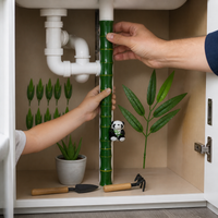 Decorative Pipe Cover with Faux Bamboo and Tree Bark Design for Bathroom and Toilet Pipes