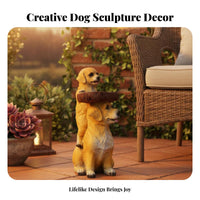 Dog Statue Bird Feeder Weather-Resistant Puppy Bird Feeder Waterproof Resin Dog Sculpture for Gardeners, Yard, Patio, Porch