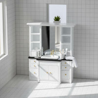 Miniature Vanity with Mirror Wooden Dollhouse Vanity Decorative for Children