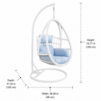 Rattan Hanging Egg Chair with Stand, Garden Egg Chair Outdoor Rattan Swing Egg Chair, Metal Frame Patio Conservatory Hanging Chair