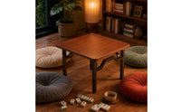 Carbon-Steel Frame Folding Square Game Table 18 Mm Thick Top Folding Game Table Rounded Edges Home Furniture Walnut Finish